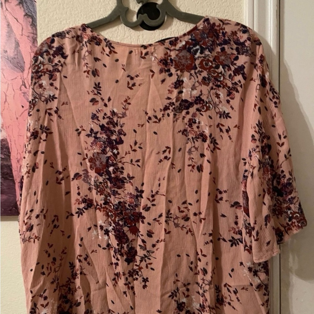 Eyeshadow Pink Tie-Front Relaxed cropped Blouse size XL pre-owned - Picture 11 of 11